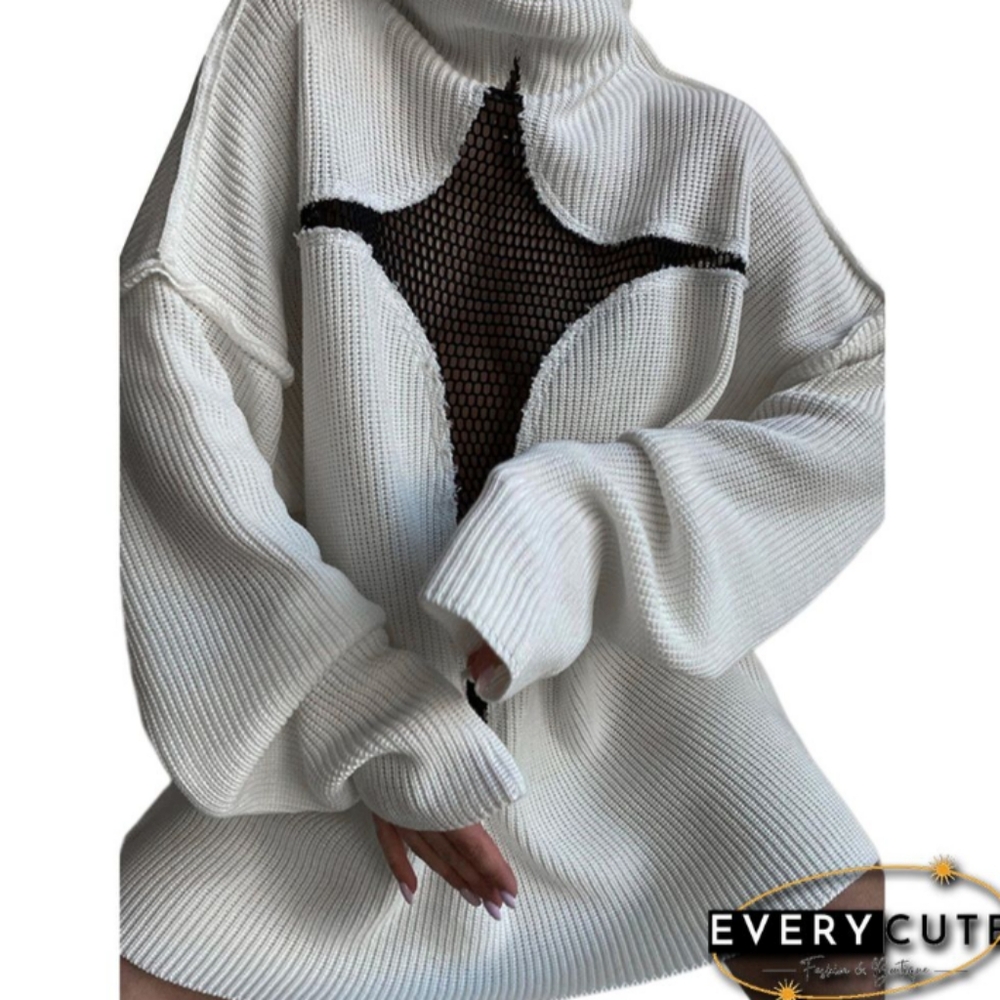White sweater, Sz L